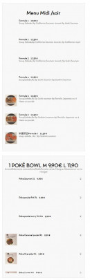 Menu Chen Hao - Les menus et pokes bowls