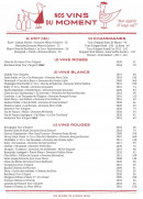 Menu La Rôtisserie d'Argent - Le champagne et vins