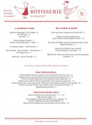 Menu La Rôtisserie d'Argent - La carte