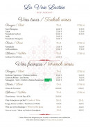 Menu La Voie Lactee - Les vins