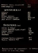 Menu Le Requin Chagrin - Les whiskies et shooters