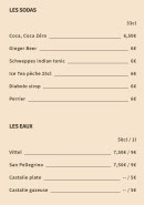 Menu Le Son de la Terre - Les sodas et eaux