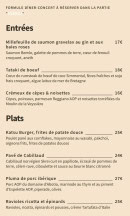 Menu Le Son de la Terre - Les entrées et plats