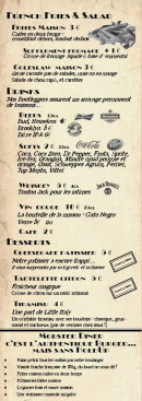 Menu Mobster Diner - Menu verso - Mobster Diner Burger Paris 5 75005 jazz prohibition 1920 hamburger cheeseburger Monge jardin des plantes Jussieu cardinal lemoine 5eme mouffetard pantheon quartier latin