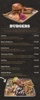 Menu Rosie's Smokehouse - Burgers