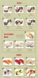 Menu Sashimi bar - Maki, california et sushi