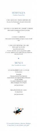 tour d'argent menu in english