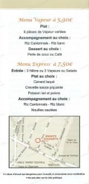 Menu Zhang's Gourmets - Les menus