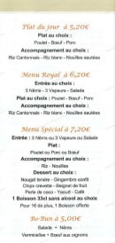 Menu Zhang's Gourmets - Plats du jour