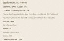Menu Arbane - Les cocktails sans alcools, cocktails classiques et vins,...