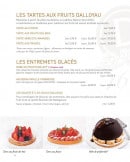 Menu Dalloyau - Tartes et entremets glacés