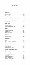 Menu 114 Faubourg - Les digestifs