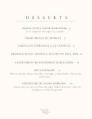 Menu BUK - Beldi Urban Kitchen - Les desserts