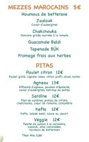 Menu BUK - Beldi Urban Kitchen - Mezzés marocains et pitas  à emporter