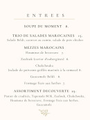 Menu BUK - Beldi Urban Kitchen - Les entrées