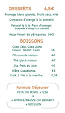 Menu BUK - Beldi Urban Kitchen - Les desserts et boissons à emporter