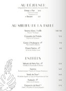 Menu Canopé - Au déjeuner au milieu de la table et entrées,