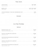 Menu La Lorraine - Les vins prestiges et rosés