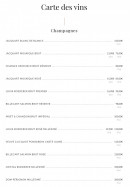 Menu La Lorraine - Carte des vins et champagnes