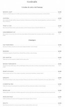 Menu La Lorraine - Les cocktails