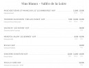 Menu La Lorraine - Les vins blancs vallée de loire