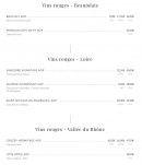 Menu La Lorraine - Les vins rouges beaujolais, loire et vallée du Rhône