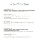 Menu Le Bar - Les cocktails du demain suite