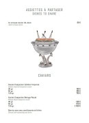 Menu Le Bar - Les assiettes à partager et caviars