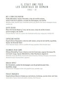 Menu Le Bar - Les cocktails du demain
