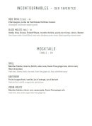 Menu Le Bar - Les incontournables et mocktails