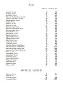 Menu Le Bar - Malt et japanese suntory