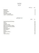 Menu Le Bar - Les bières et apéritifs