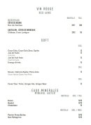 Menu Le Bar - Les vins rouges page 3, softs et eux minérales