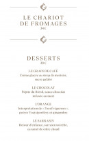 Menu Le gabriel - Le fromage et les desserts