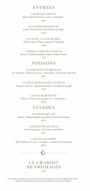 Menu Le gabriel - Les entrées, poissons et viandes