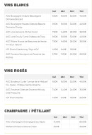 Menu Le Montaigne - Les vins blancs, roses et champagnes