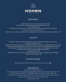 Menu Momen - Les entrées, plats et desserts