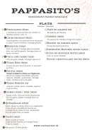 Carte et menu de Pappasito's à Paris 8 — Plats