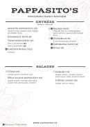 Carte et menu de Pappasito's à Paris 8 — Entrées