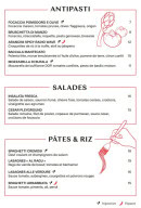 Menu Pleyground - Les entrées, salades et pâtes,...