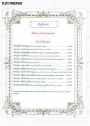 Menu Zafran - Les plats principaux 