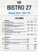 Menu Bistro 27 - Les bières