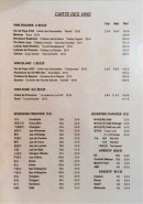 Menu Chez HL - Les vins
