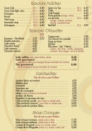 Menu Comptoire de l'Europe - Les boissons, sandwiches...