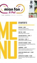 Menu Mian Fan - Les starters