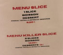 Menu The Slicerie - Menu