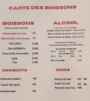 Menu The Slicerie - Les boissons, desserts, ....