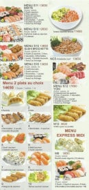 Menu Yoki sushi - Menu Maki sushi et sashimi suite et menu express midi