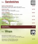Menu Yumi Bao - Les sandwiches et wraps
