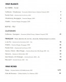 Menu Cali Uptown - Les vins